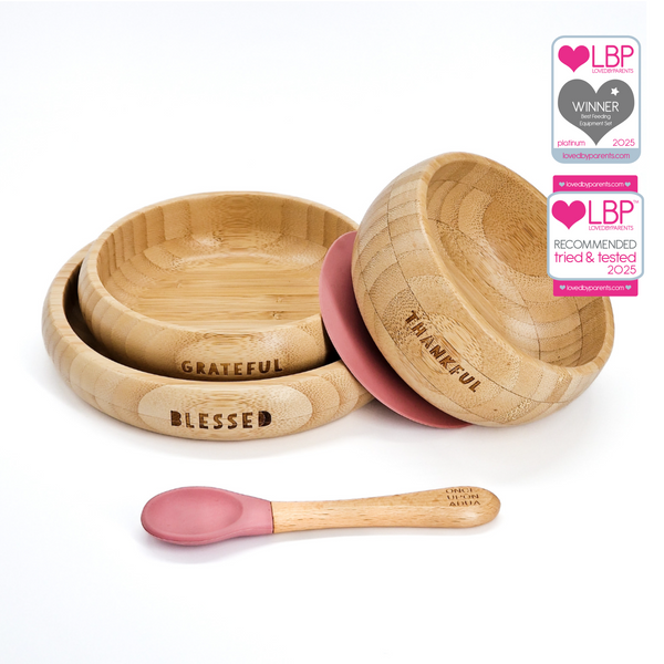 My First Breakfast Set - 100% Natural Bamboo (4pc set) / Rose Pink