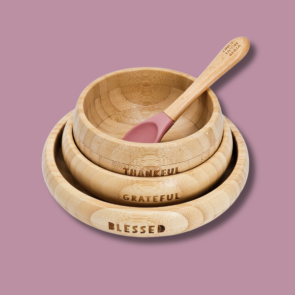 My First Breakfast Set - 100% Natural Bamboo / Rose Pink
